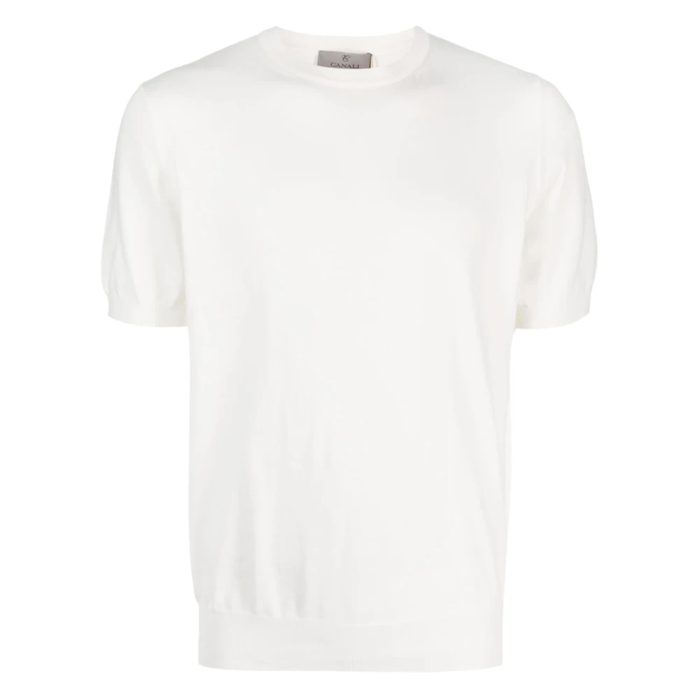Canali Katoenen Gebreid T-shirt Gemaakt in Italië White Heren