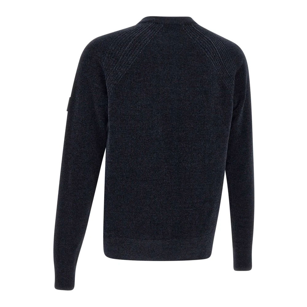 Dekker Zachte Chenille Sweater Blauw Ronde Hals Blue Heren