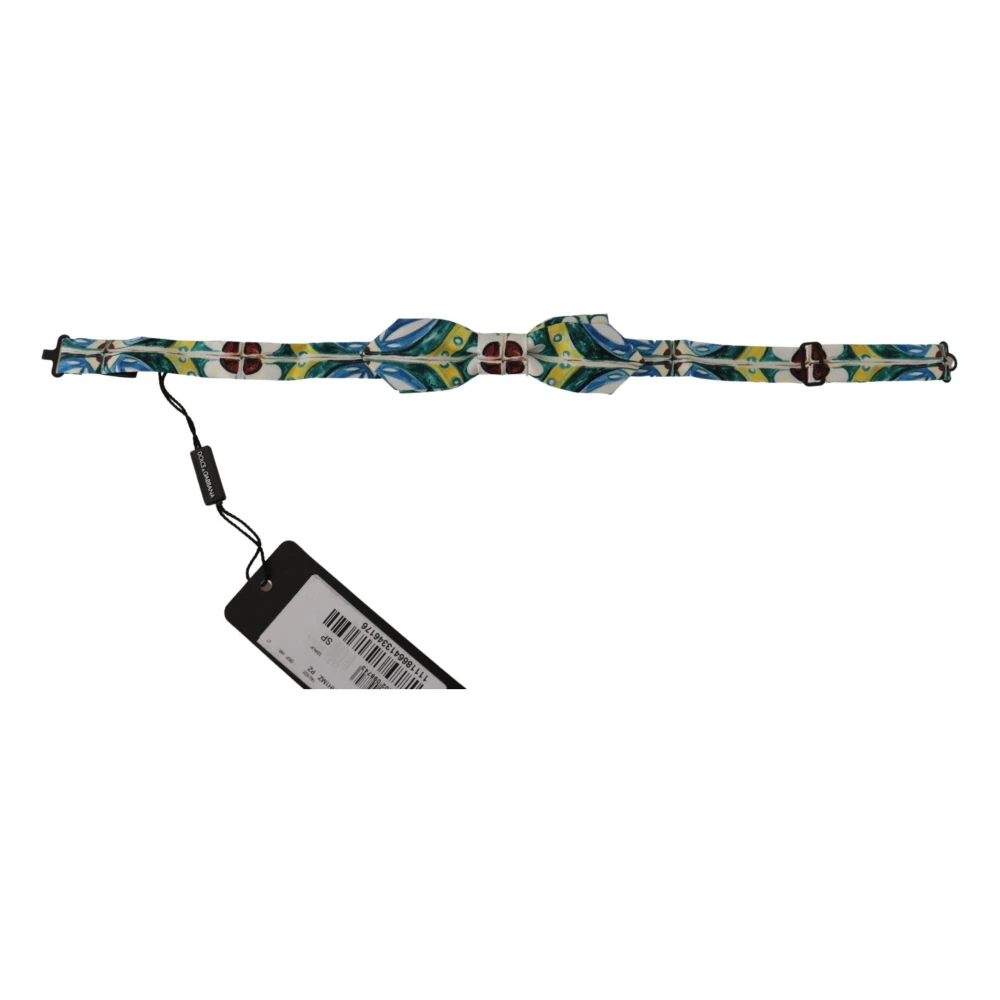 Dolce & Gabbana Majolica Print Zijden Vlinderstrik Multicolor Heren