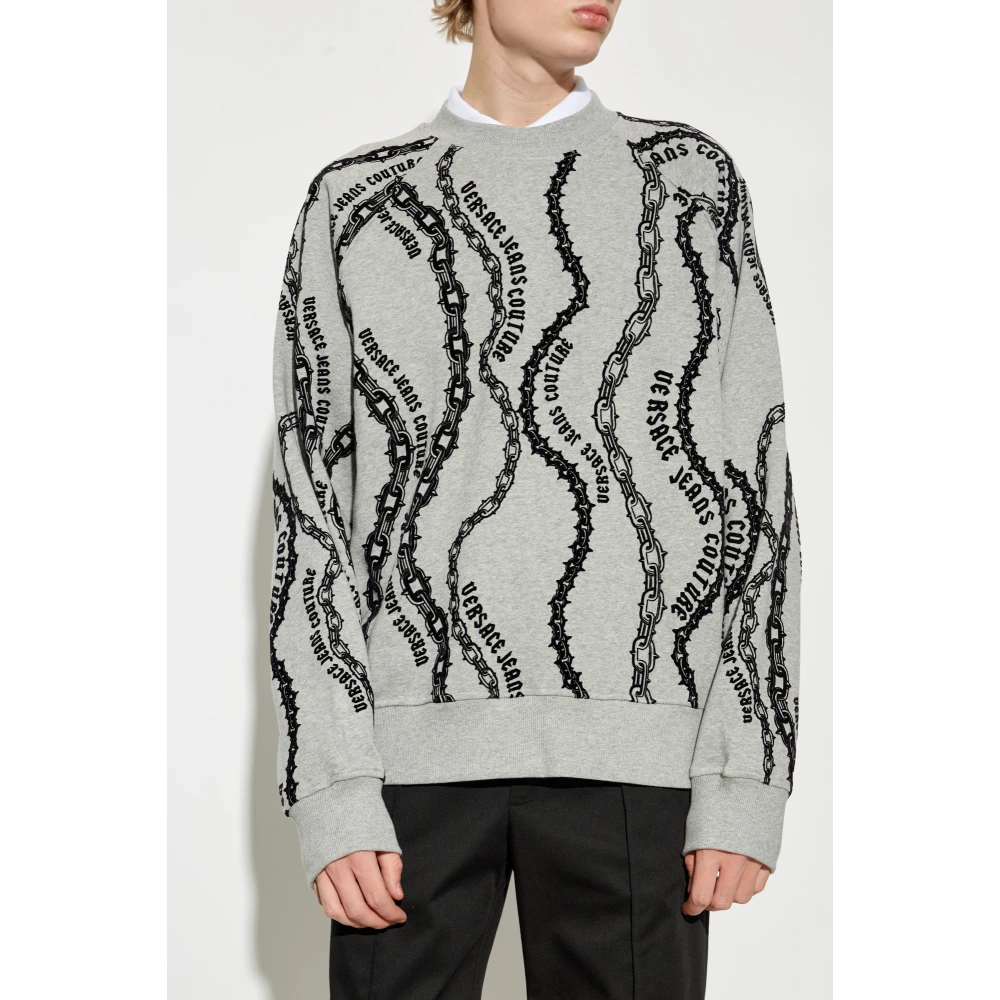 Versace Jeans Couture Sweatshirt met logo Gray Heren