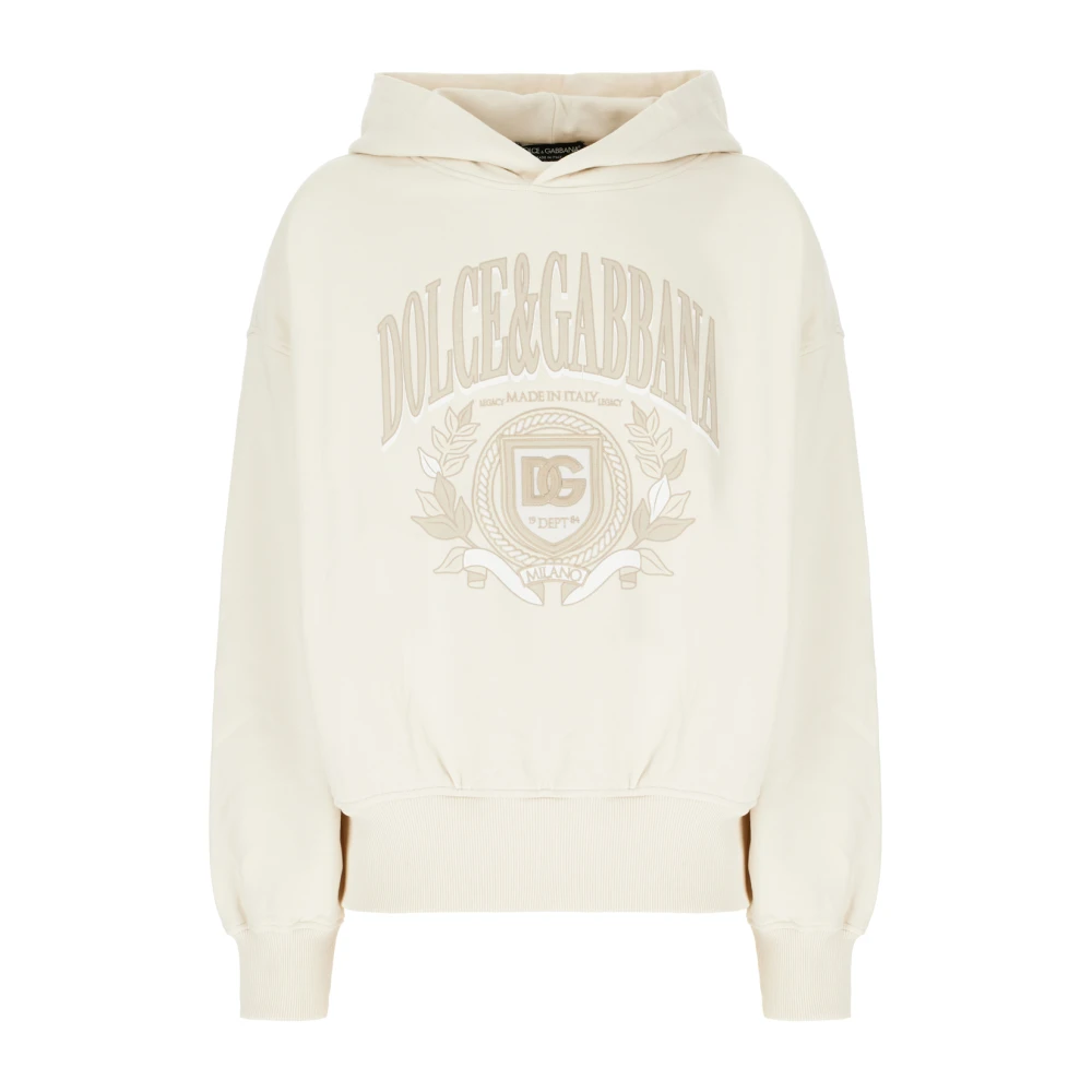 Dolce & Gabbana Men's Beige Hoodies, S, Stylish Sweatshirts For A Trendy Look