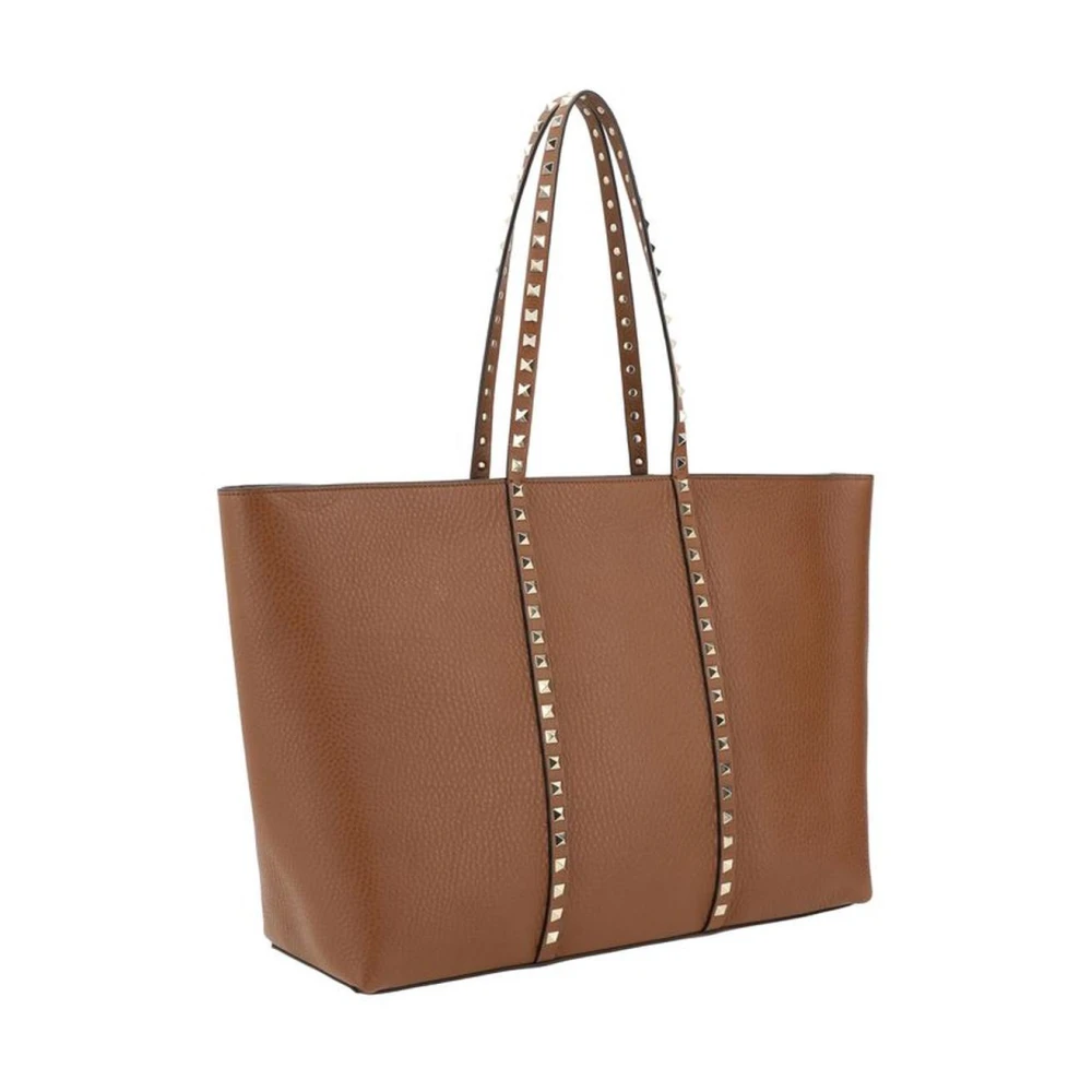 Valentino Garavani Leren tas met studs en handvatten Brown Dames