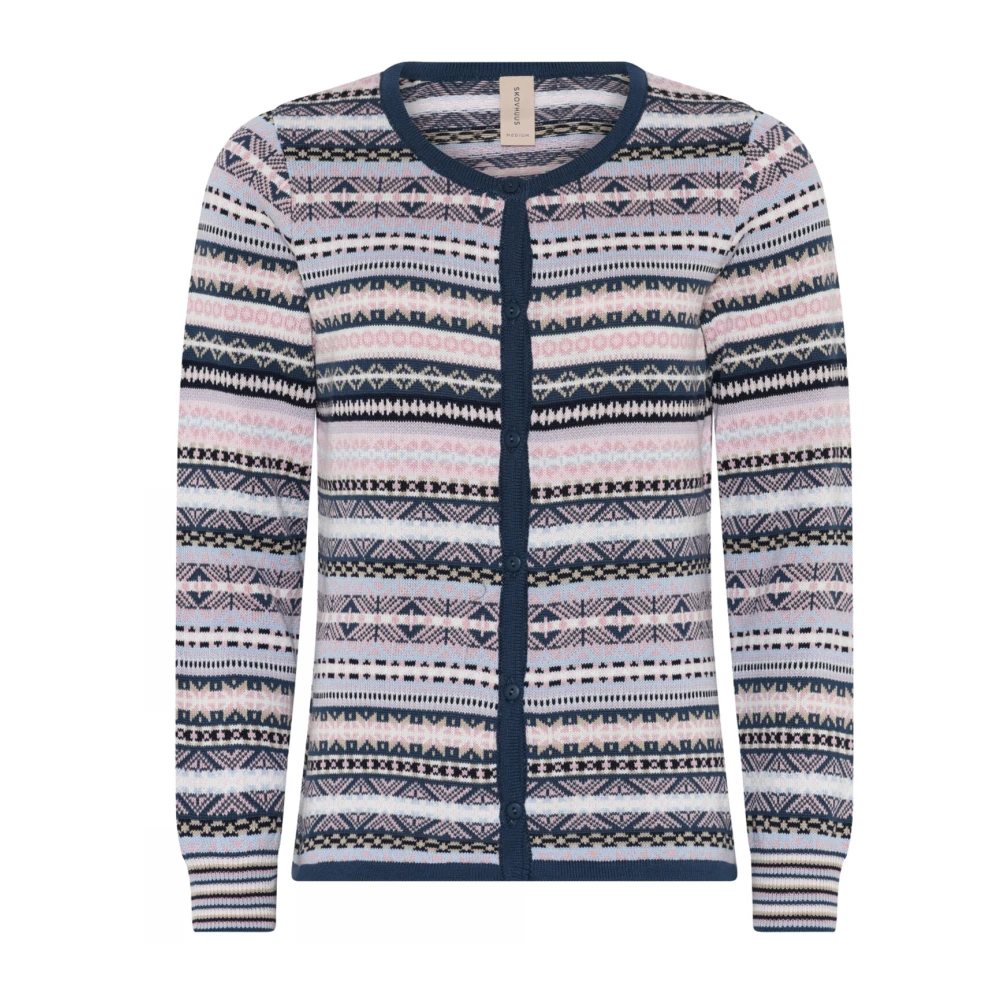 Skovhuus Blauwe Jaquard Cardigan met knopen Multicolor Dames
