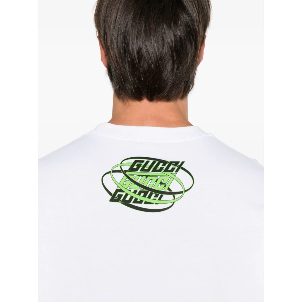 Gucci Spiral Print Crewneck Top met Lange Mouwen White Heren
