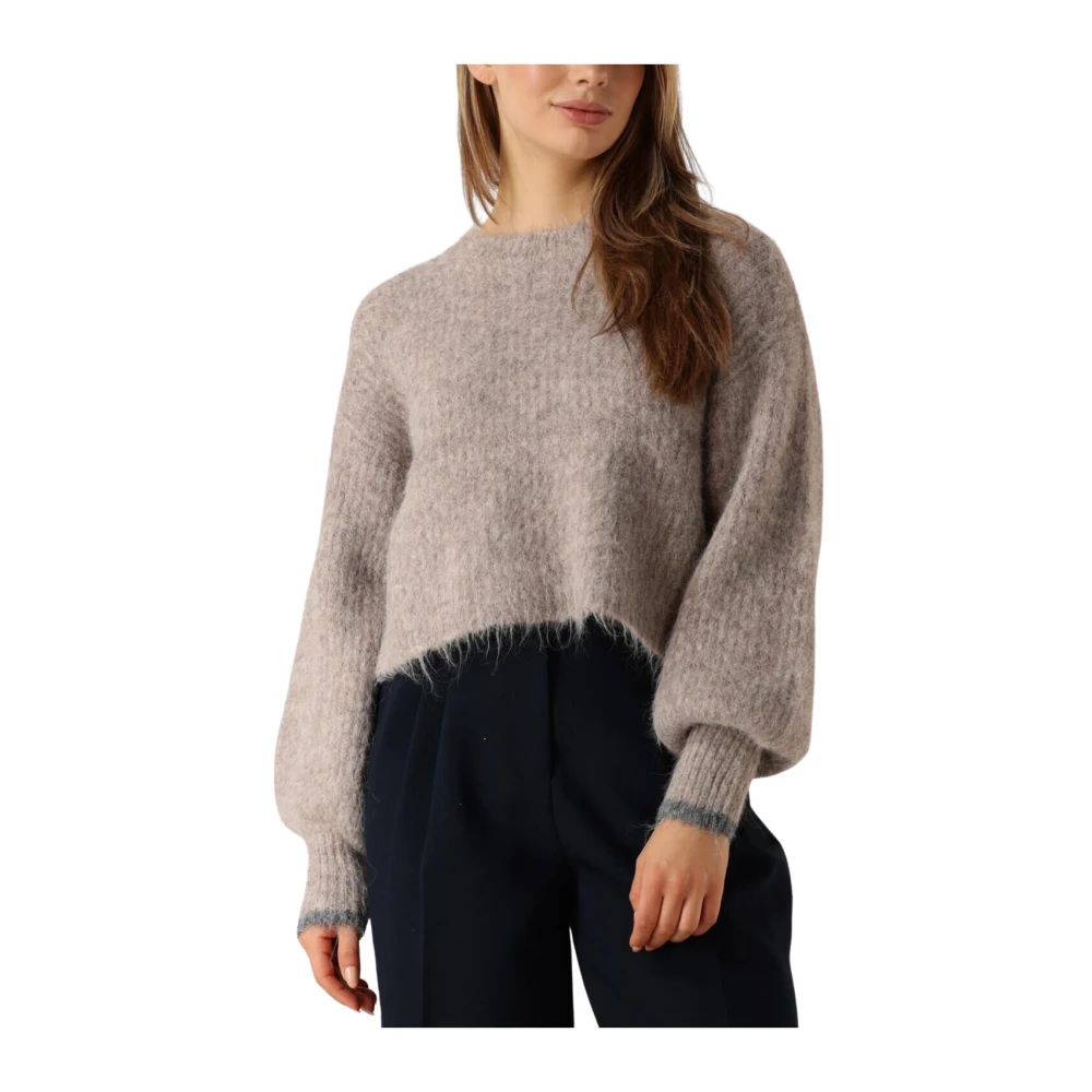 Co'Couture Coralie Crop Gebreide Trui Brown Dames