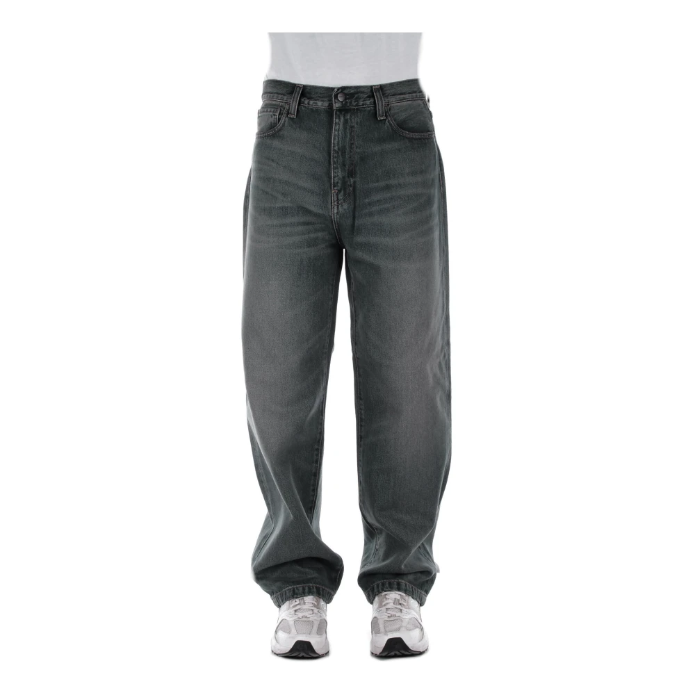 Carhartt WIP Logo Jeans met rits en knoop Black Heren
