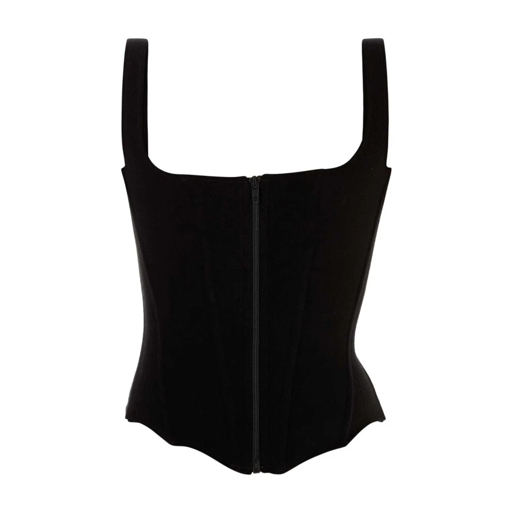 Balenciaga Women's Black Sleeveless Tops, Xs, Stretch Corset Top