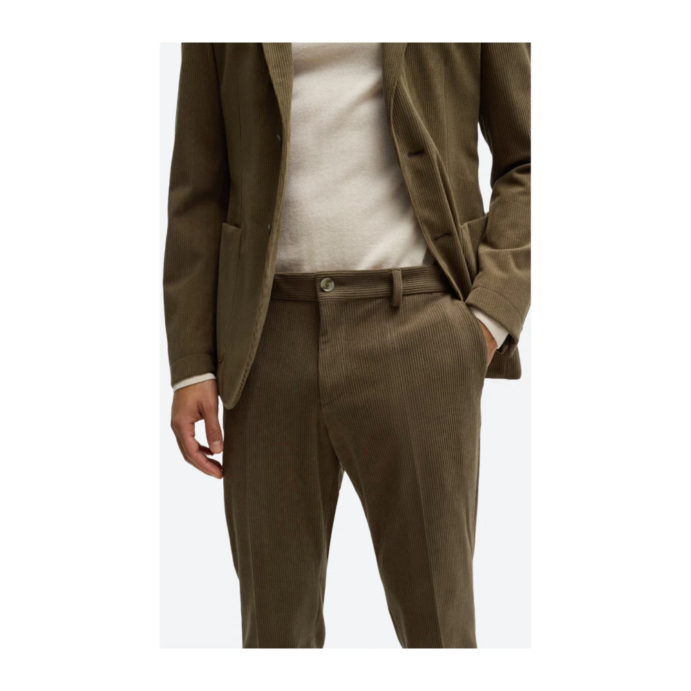 Hugo Boss Stretch ribfluwelen broek Green Heren