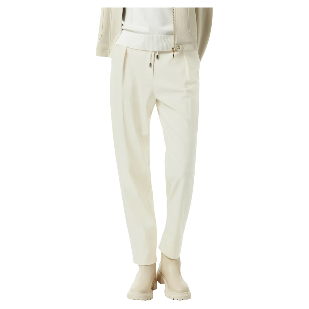 comma Flanellen Broek met Kettingdetails Beige Dames