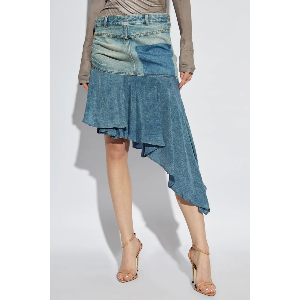 Balmain Rok met asymmetrische snit Blue Dames