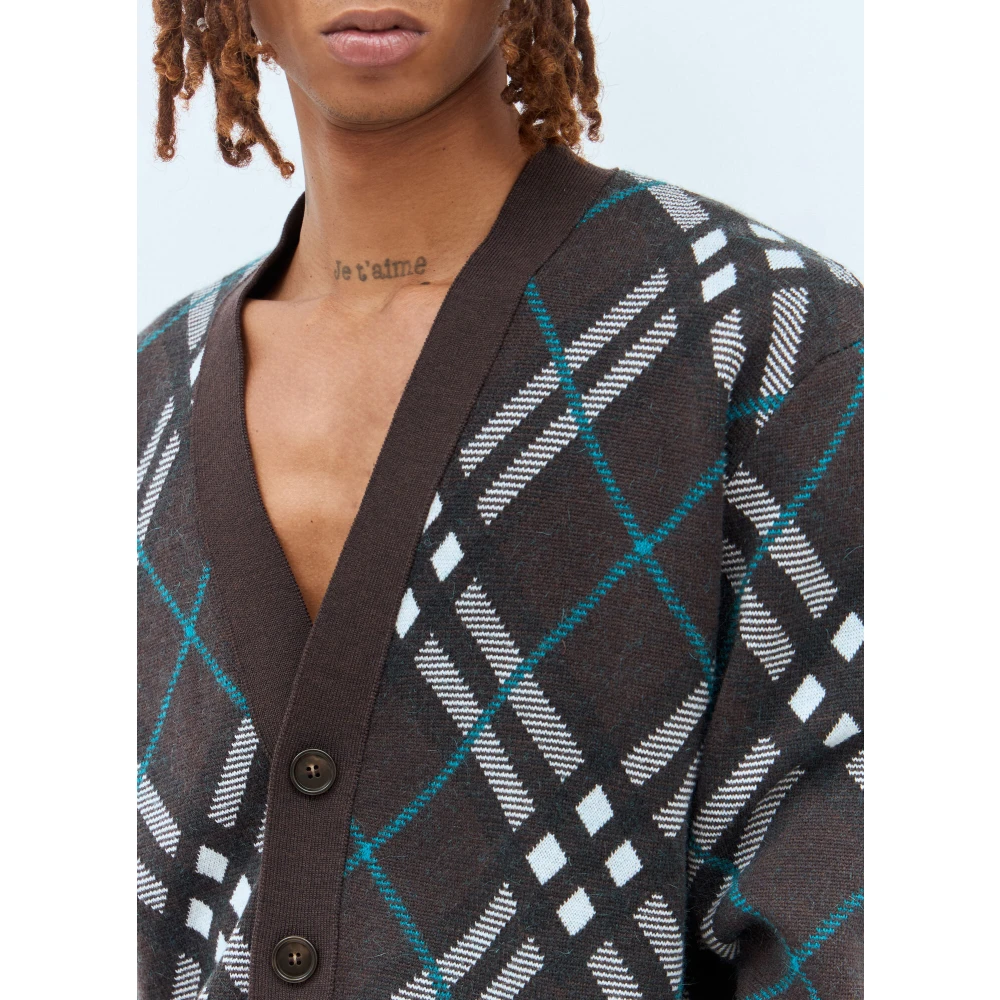 Burberry Geruite Wollen Vest Gray Heren