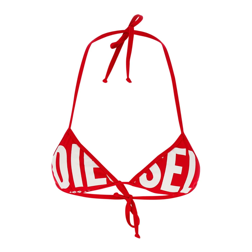 Diesel Triangle bikini top with oversized logo Red Dames