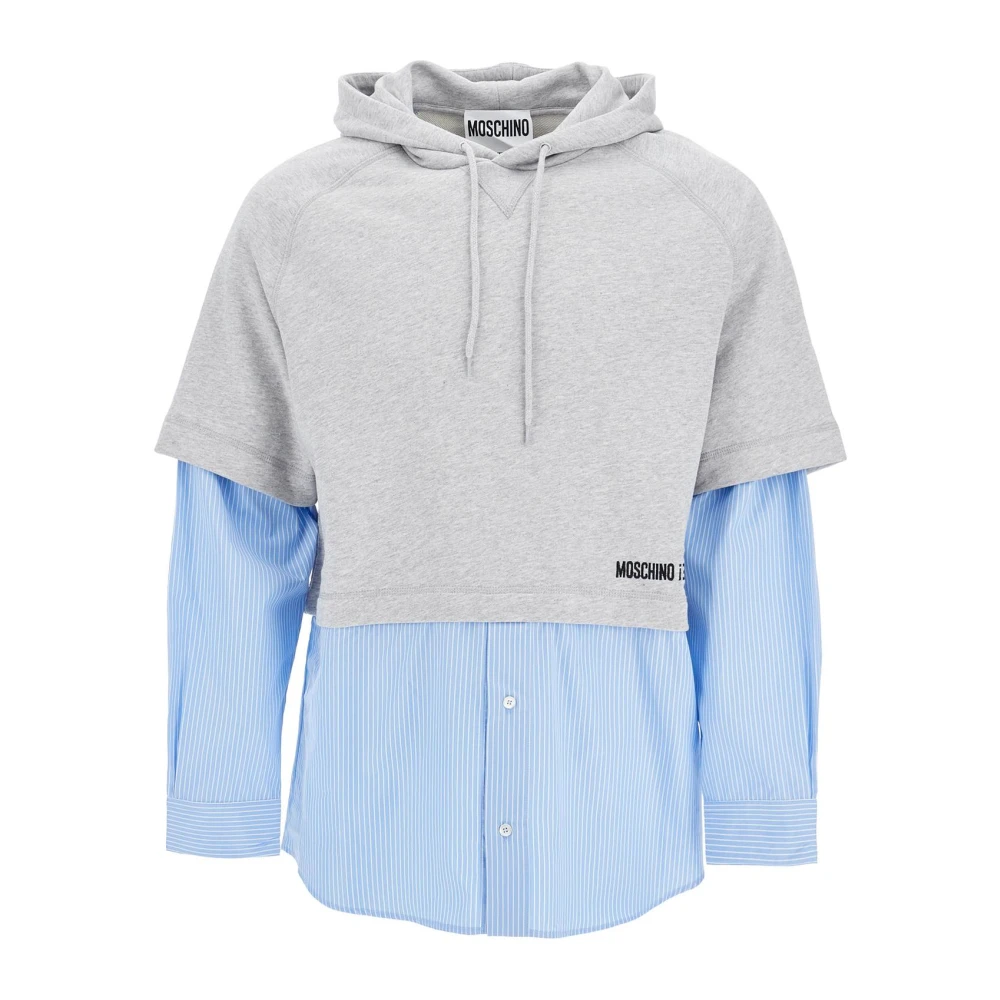 Moschino Hybride Sweatshirt met Overhemd Onderkant Gray Heren