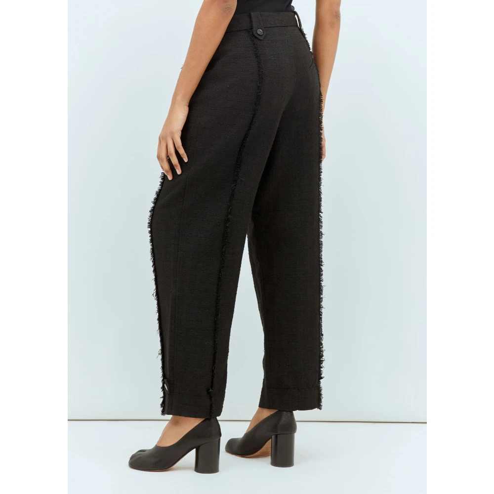 Ganni Gefranjerde Tweed Suiting Broek Black Dames