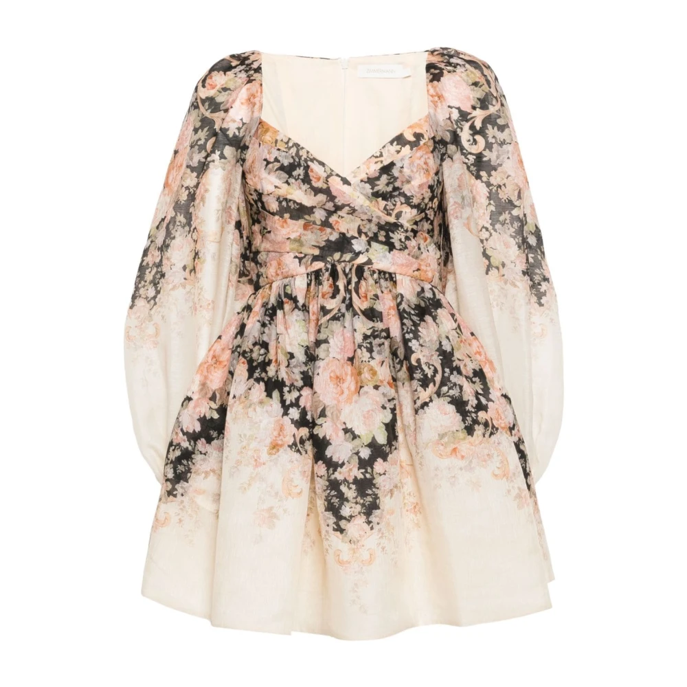 Zimmermann Bloemenprint Linnen-Zijden Jurk Multicolor Dames