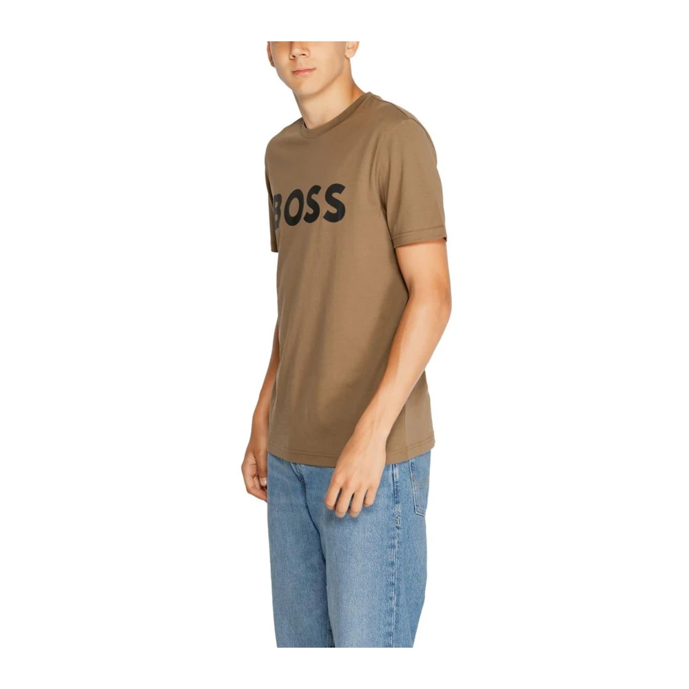 Hugo Boss Minimalistische Katoenen T-shirt Collectie Brown Heren