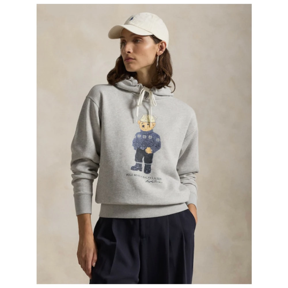 Polo Ralph Lauren Hoodie met Berenprint Gray Dames