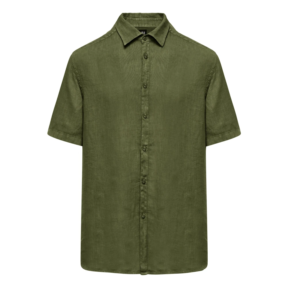 Bomboogie Uomo Verde - Camicia A Maniche Corte In Lino - Shirts - L