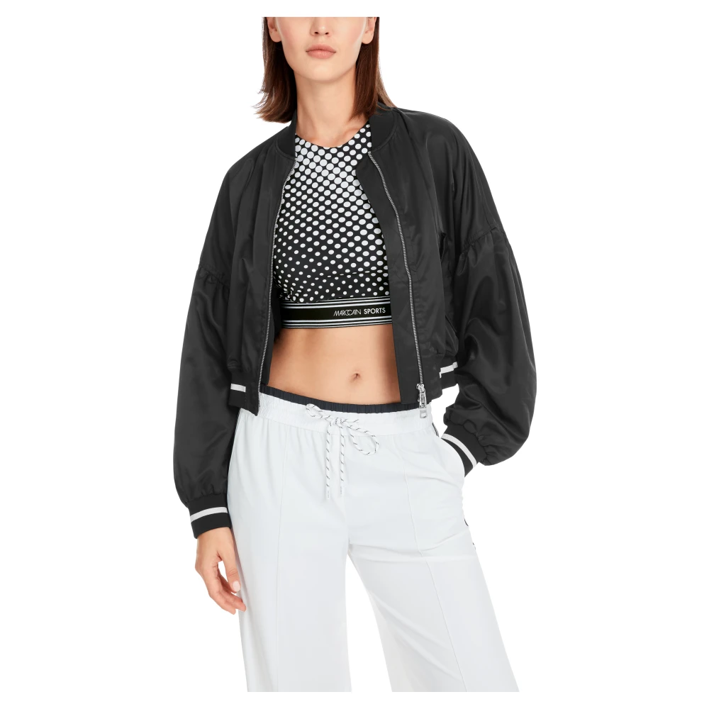 Marc Cain Grafische sportieve top met superstretch Black Dames