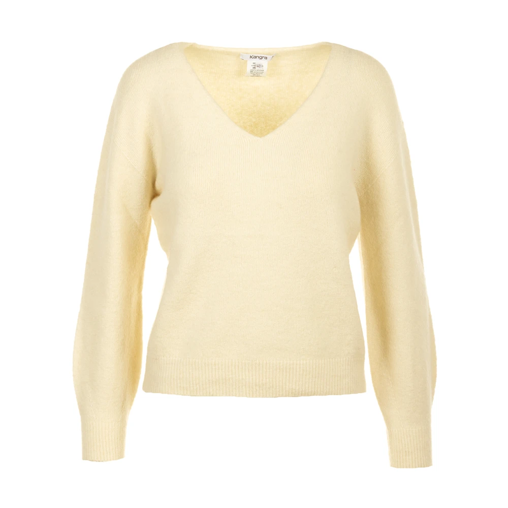Kangra Crème V-hals trui Beige Dames