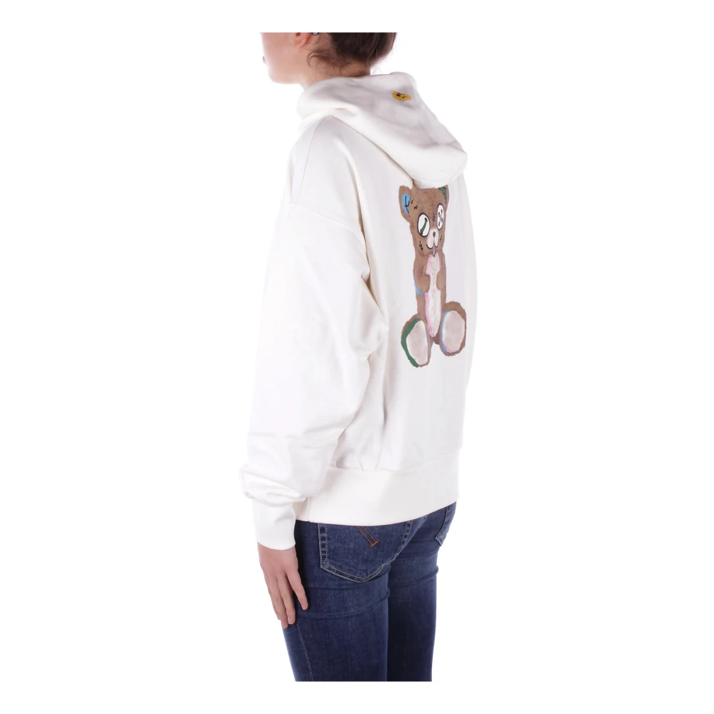 Barrow Beige Hoodie Met Rits Sweater White Dames