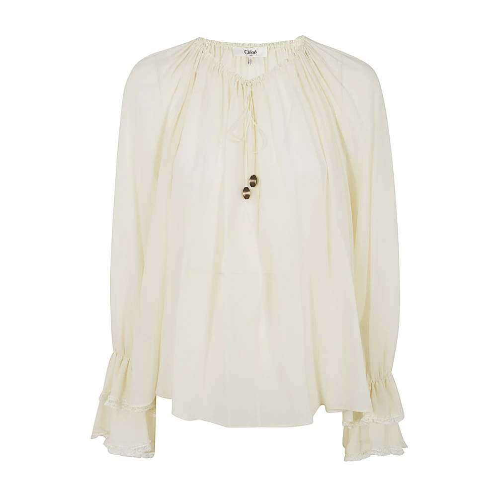 Chloé Witte Klassieke Overhemd Beige Dames