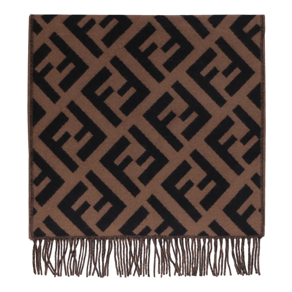 Fendi Vrouw Bruin Accessoires Dames, One Size, Kasjmier, Ff Scarf