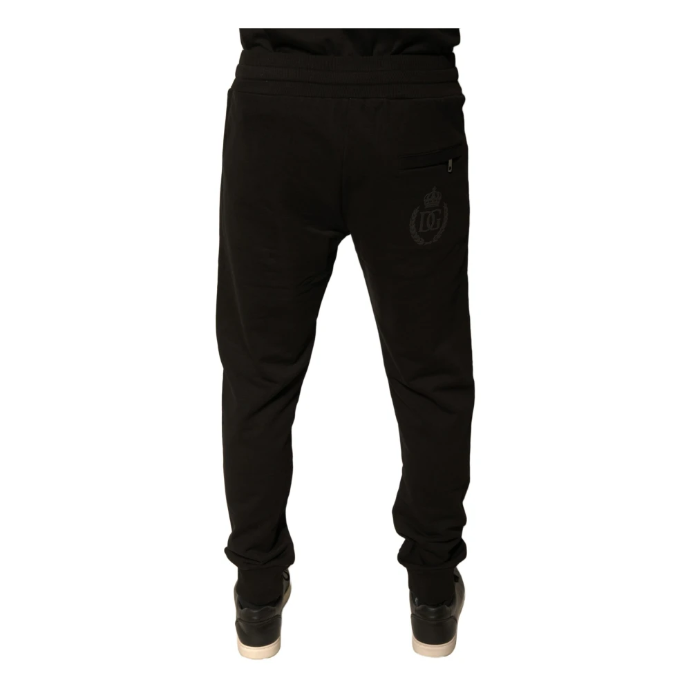 Dolce & Gabbana Logo Detail Katoenen Jogger Broek Black Heren