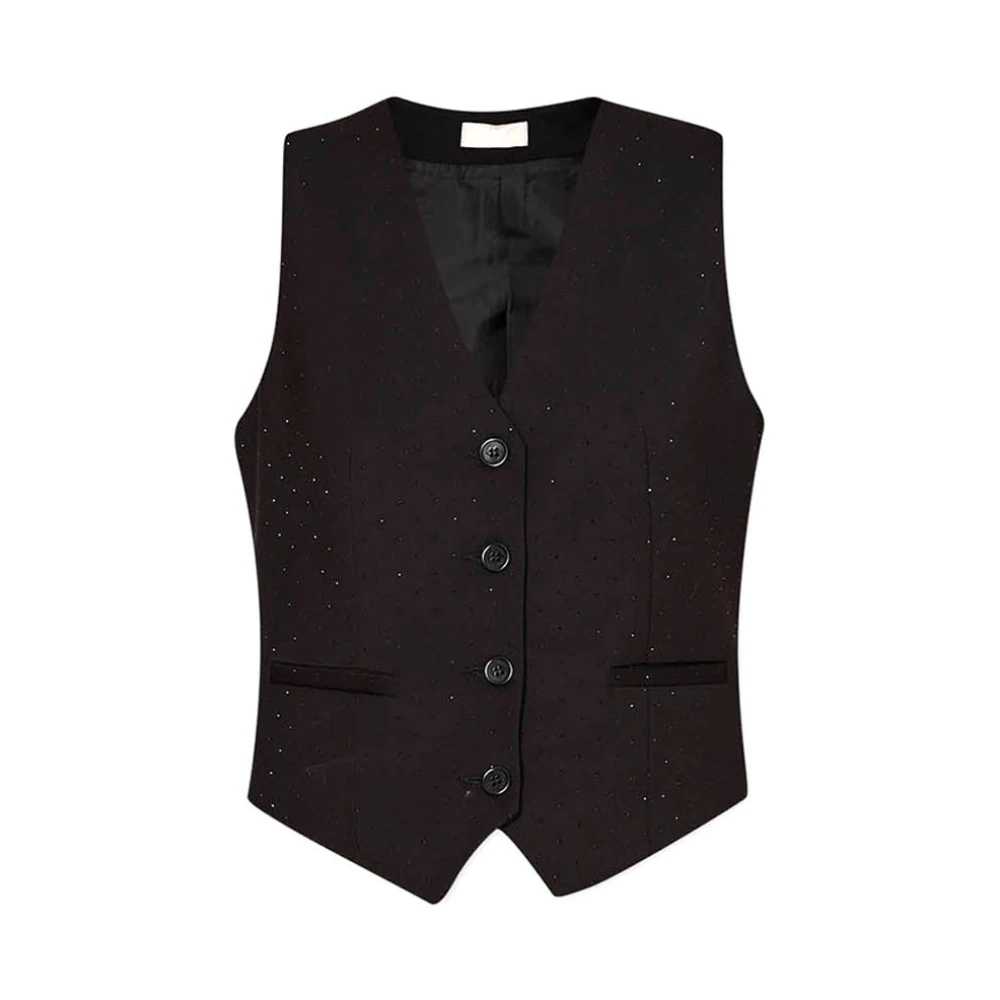 Liu Jo Zwarte Twill Jas met Metalen Logo Black Dames