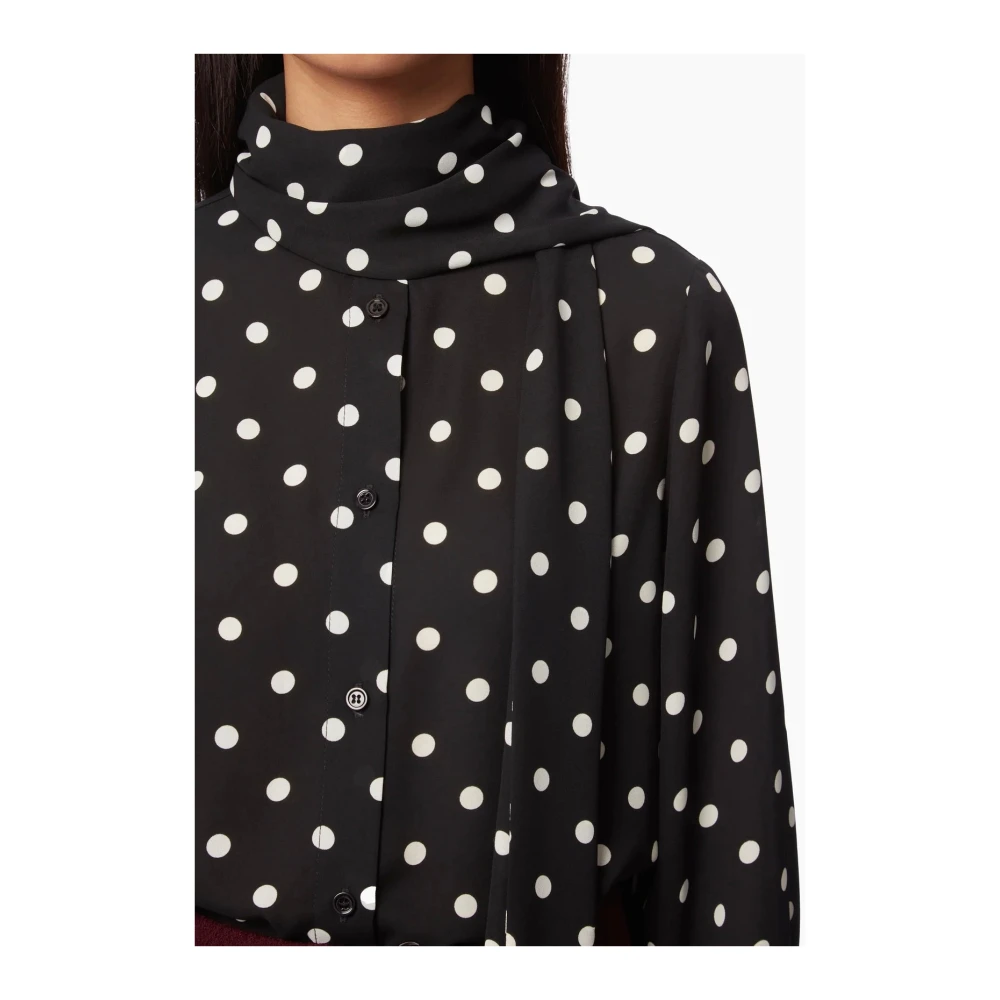 Nina Ricci Polka Dot Crepe de Chine Shirt Black Dames