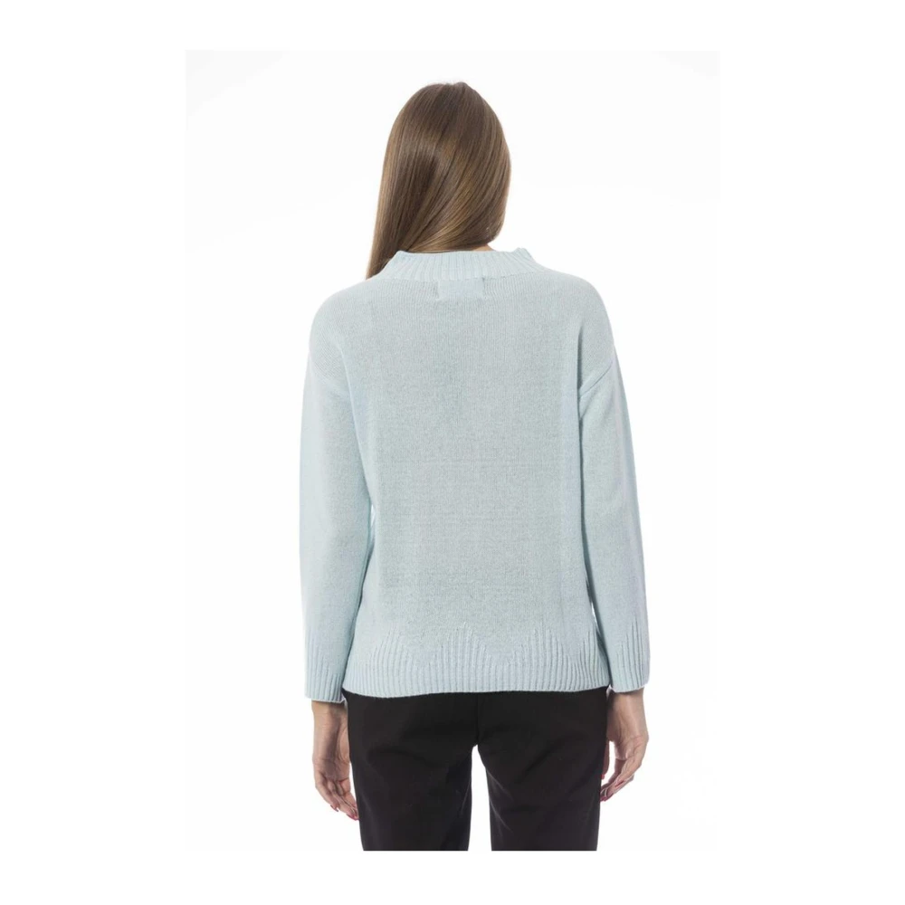 Baldinini Blauwe wollen trui met ribdetails Blue Dames
