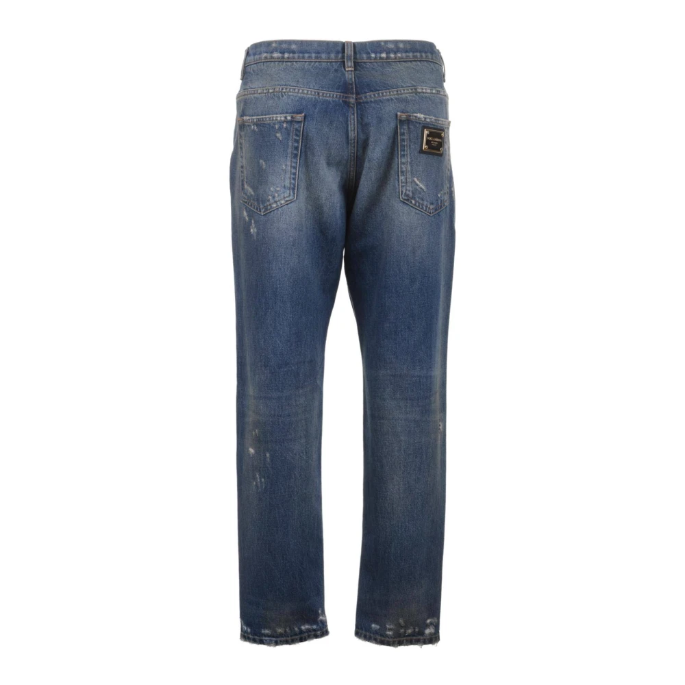 Dolce & Gabbana Heren Versleten Denim Jeans Blue Heren