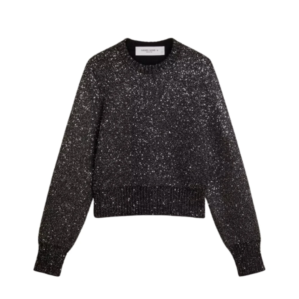 Golden Goose Sequin Cropped Sweater Journey Collection Black Dames