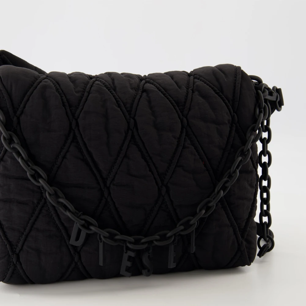 Diesel Gewatteerde Charm-D Nylon Tas Green Dames