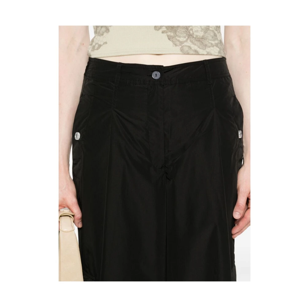 Stine Goya Zwarte Cargo Broek met Trekkoordzoom Black Dames