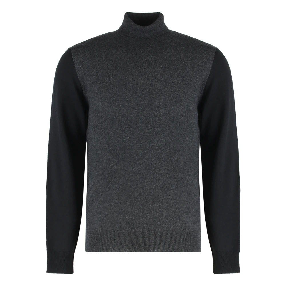Maison Margiela Men's Gray Two-Tone Wool Crewneck - Turtlenecks - M - Knitwear