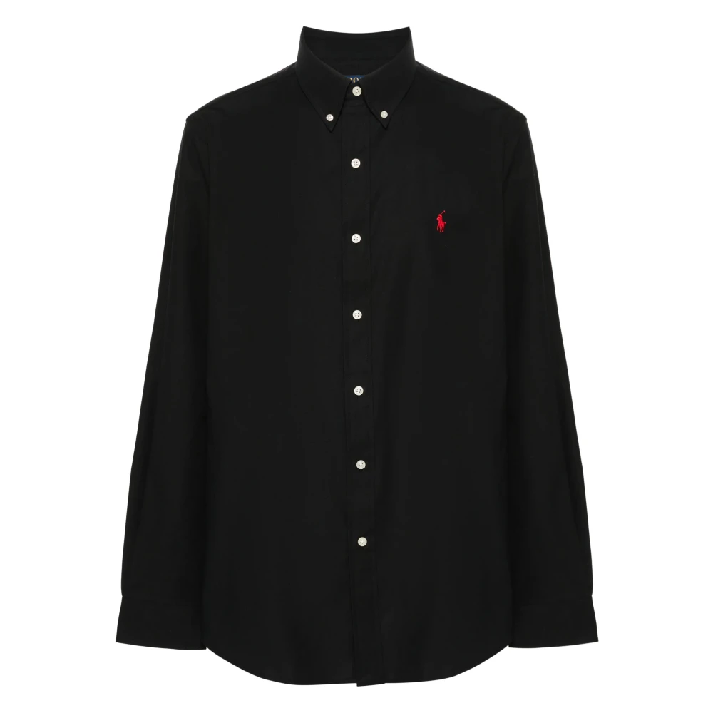 Polo Ralph Lauren Poplin Button-Down Skjorta med Anpassad Passform Black, Herr