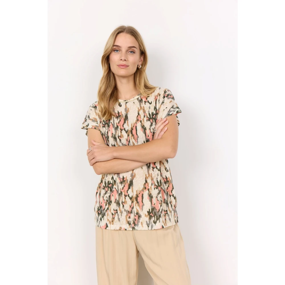 Soyaconcept Abstract Print Shirt in Perzik Multicolor Dames