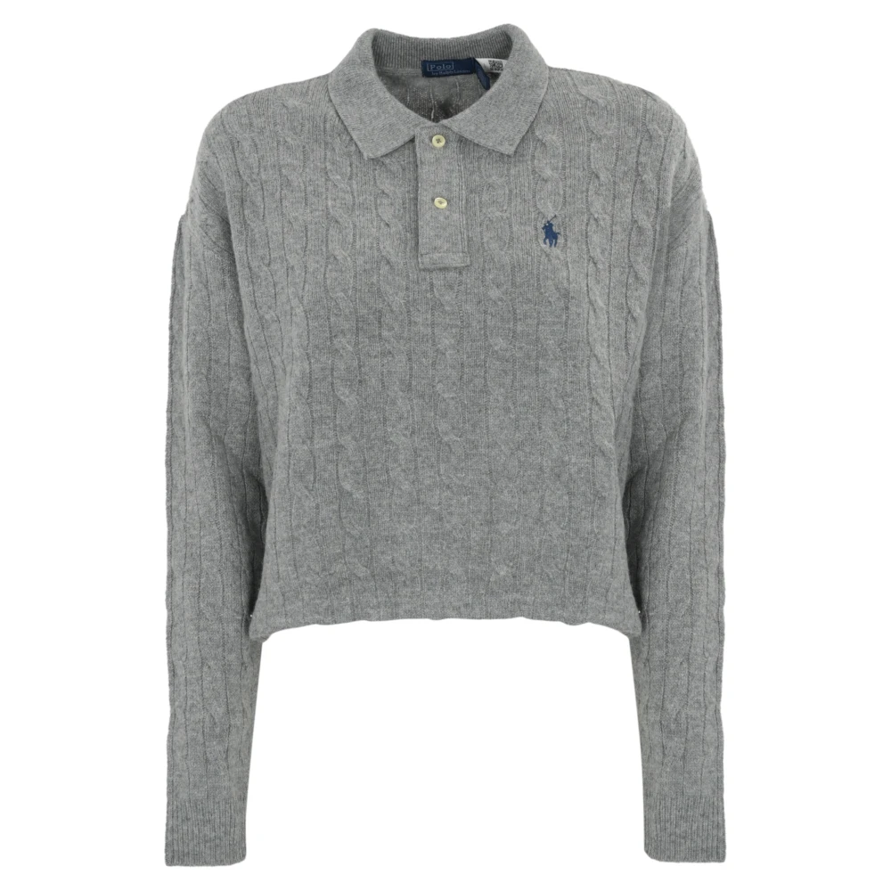 Polo Ralph Lauren Grijze Gebreide Wol Kasjmier Lange Mouw Gray Dames