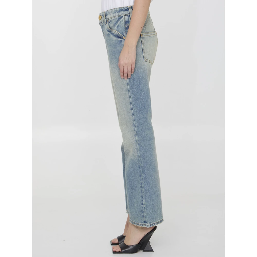 Balmain Vintage Low-Waist Bootcut Jeans Blue Dames