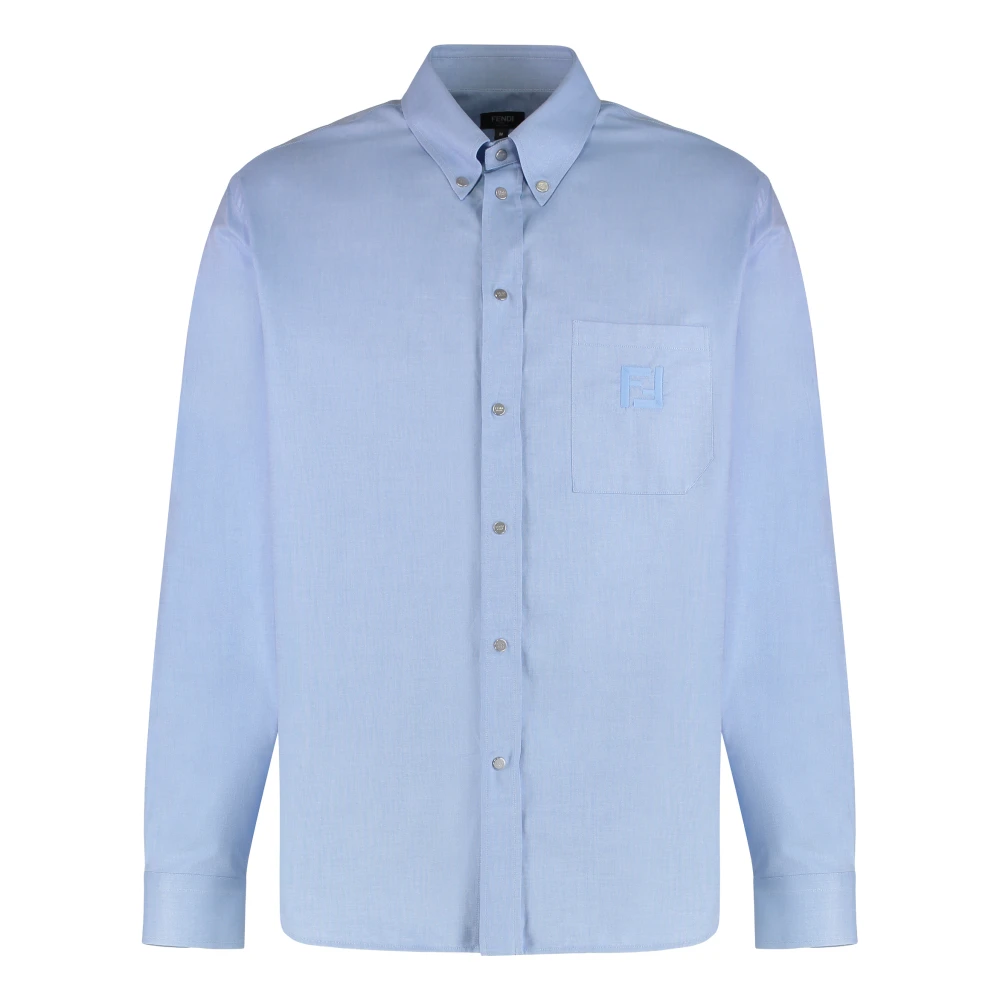 Fendi Men's Blue Oxford Cotton Shirt - Casual Shirts - L - Shirts