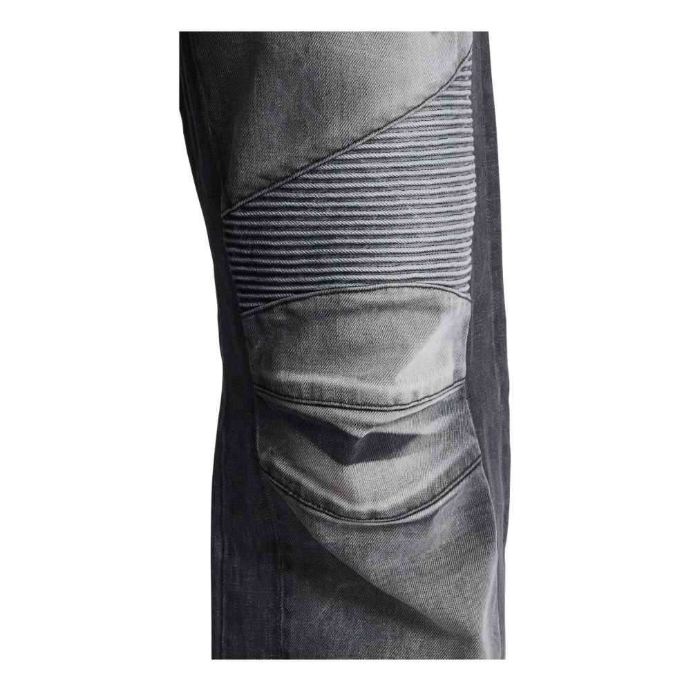 Balmain Loose-fit denim biker jeans Gray Heren