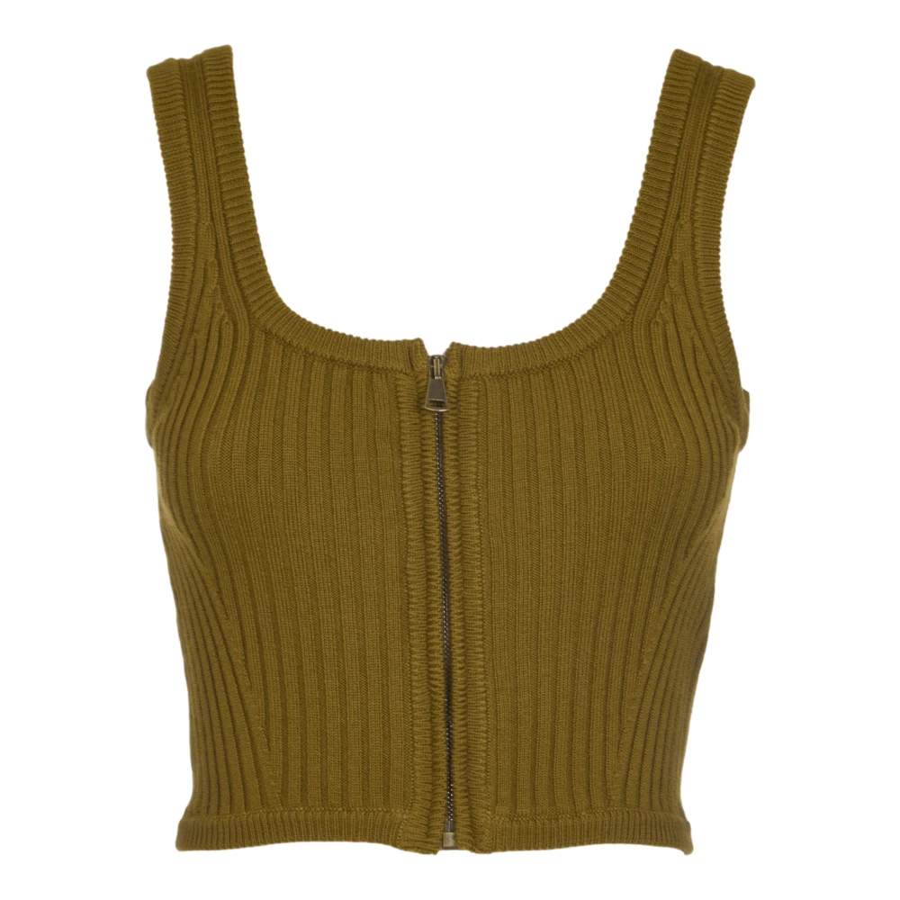 Forte Mouwloze Trui met Rits Green Dames