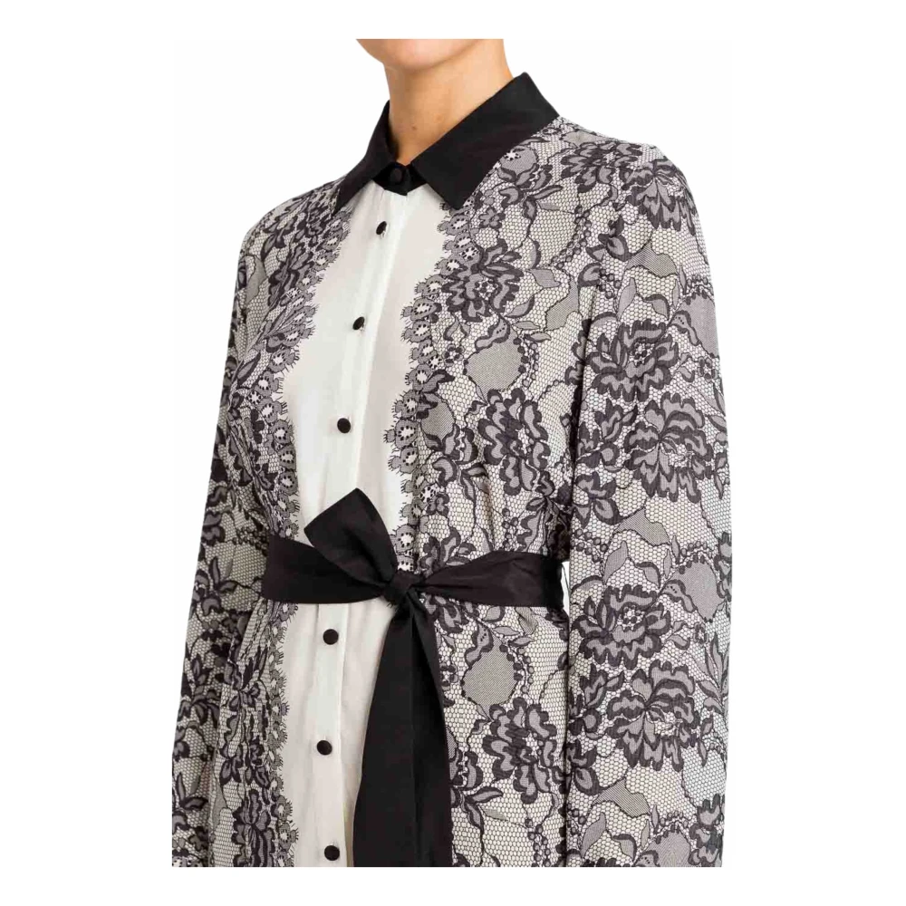 Twinset Elegante Jurk met Contrastkant White Dames