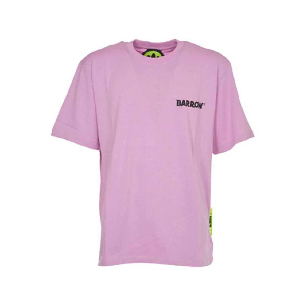 Barrow Roze Logo T-Shirt van Puur Katoen Pink Heren