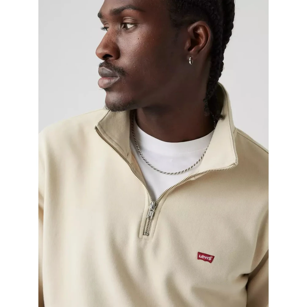 Levi's Sweater MET Ritssluiting 1 4 Origineel MAN Beige Heren