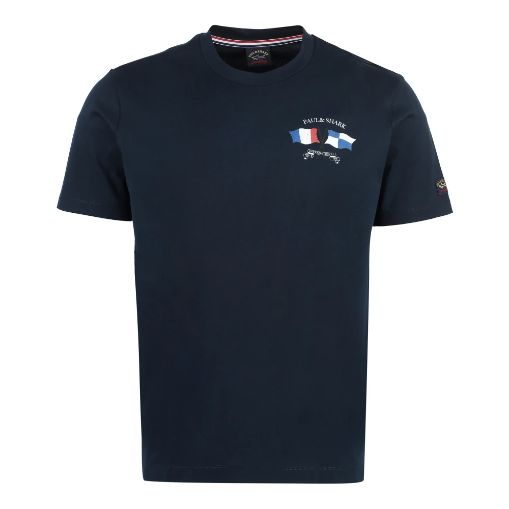 PAUL & SHARK Katoenen Logo T-shirt Blue Heren