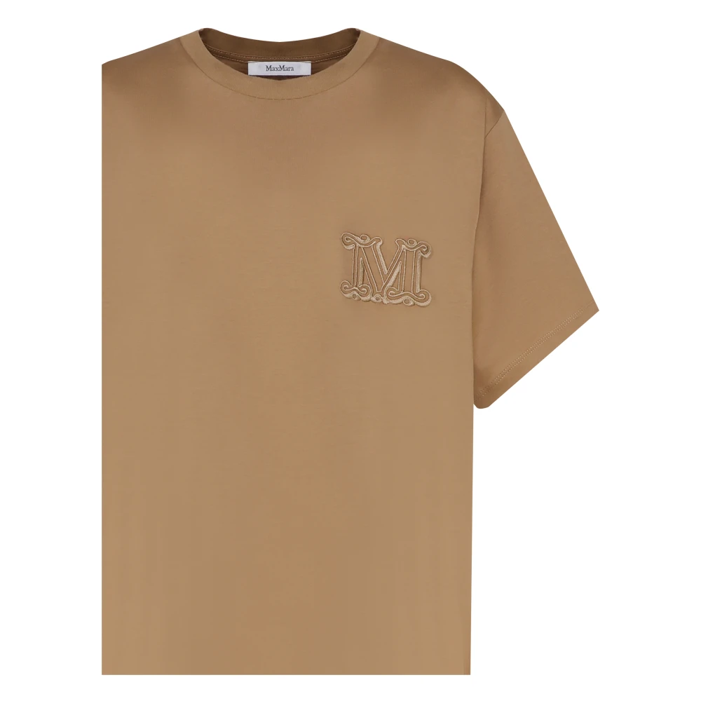 Max Mara Bruine Katoenen T-shirt met Logo Brown Dames