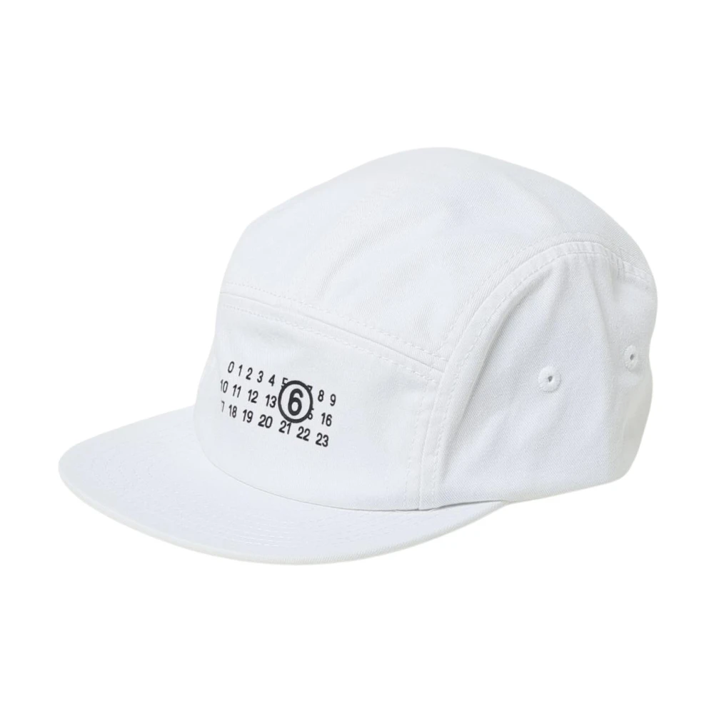 Mm6 Maison Margiela Unisex White Printed Cotton Canvas Baseball Cap
