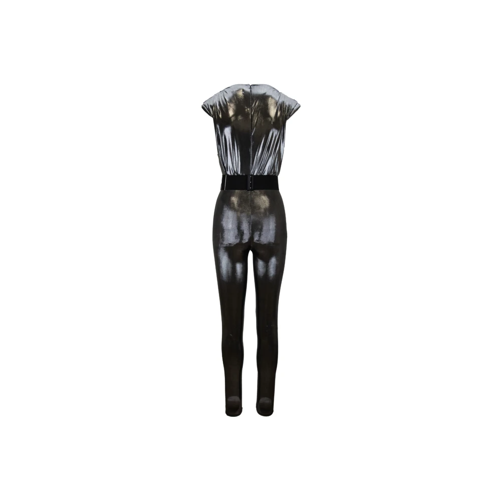 Elisabetta Franchi Mouwloze jumpsuit met gerimpeld detail Gray Dames